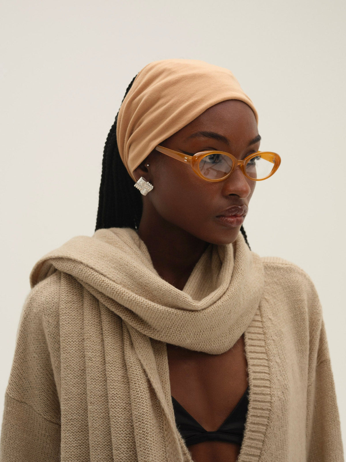 Solana Cardigan with Scarf - Tan