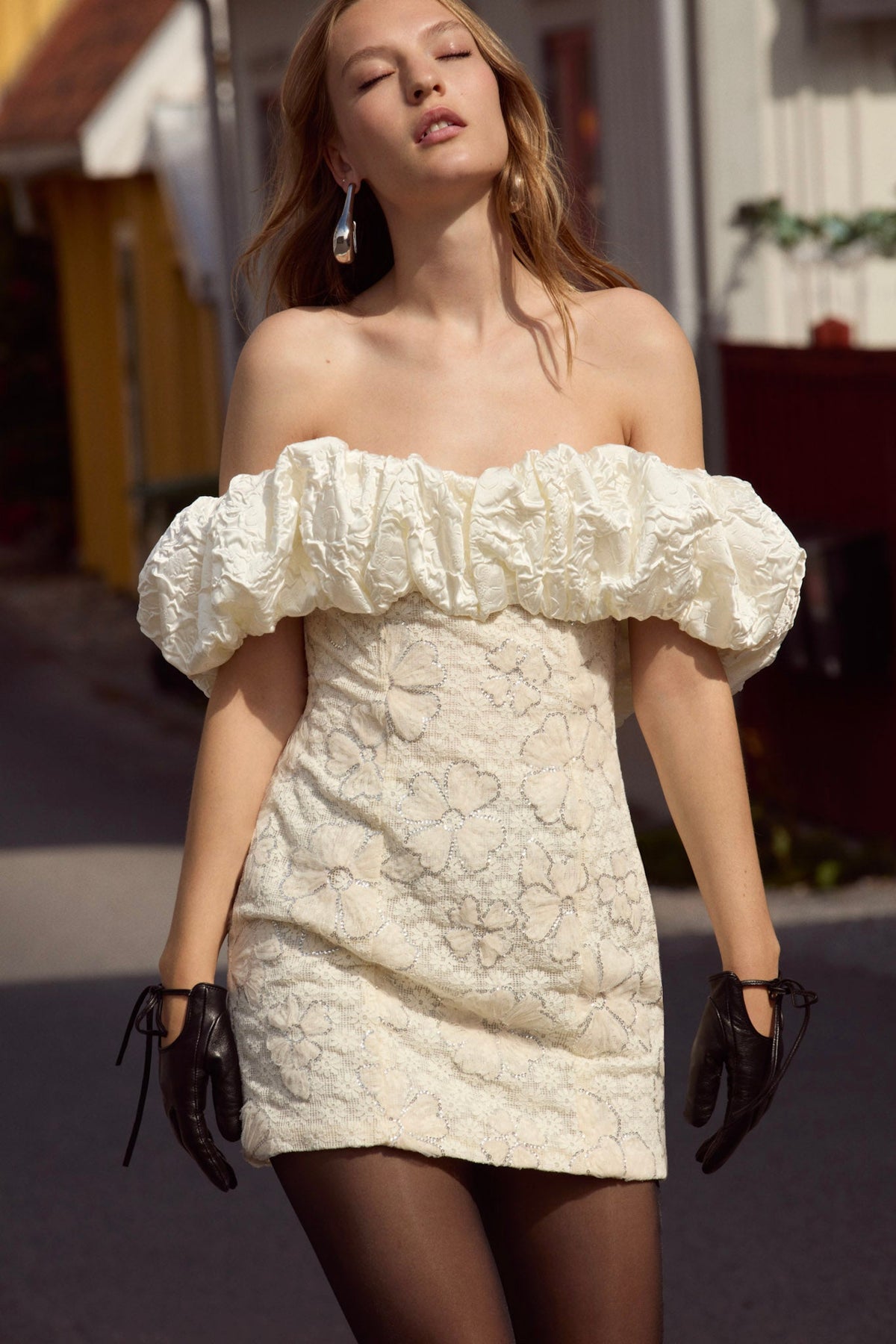 Snowflake Daisy Mini Dress - Cream