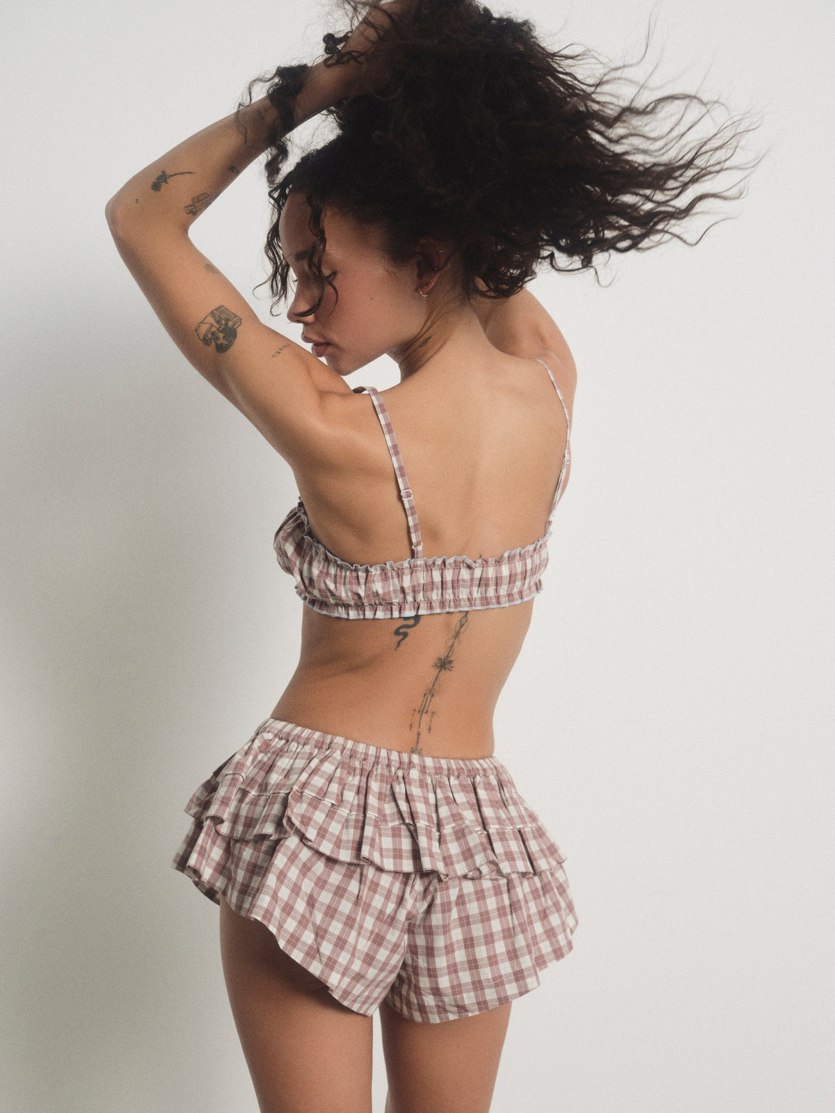 Poppy Gingham Bralette - Brown