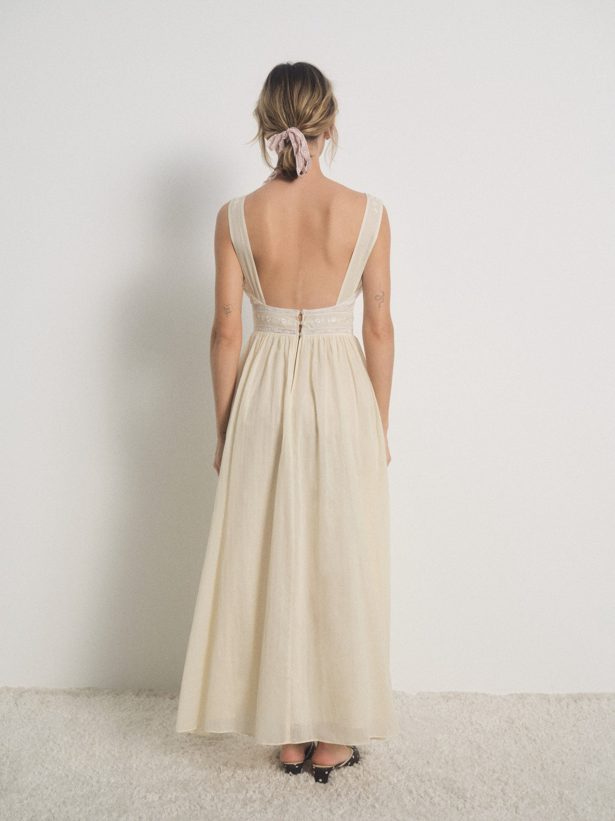 Lisa Maxi Slip Dress - Vintage Cream