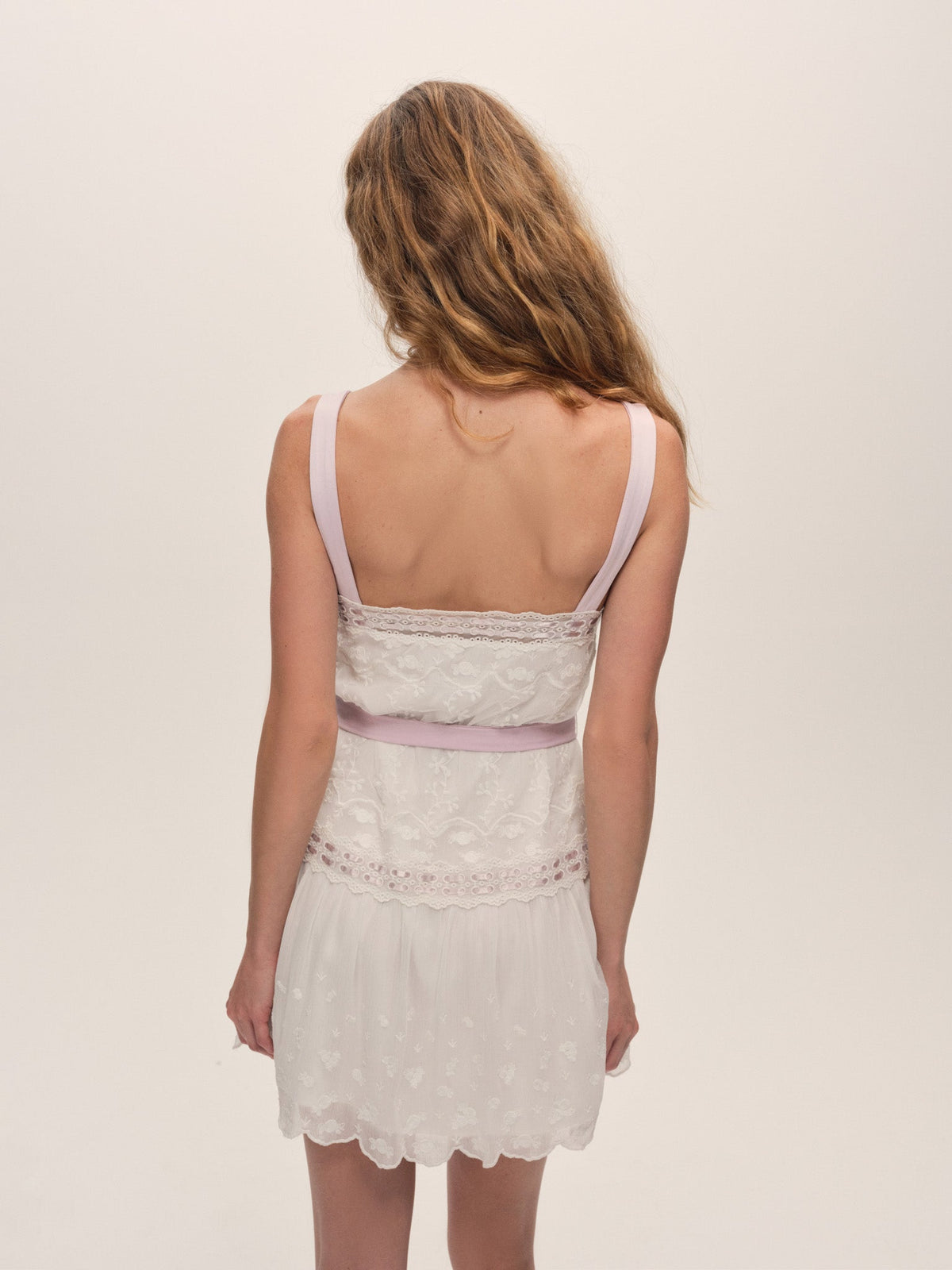 Noah Embroidered Mini Dress - Vintage Cream