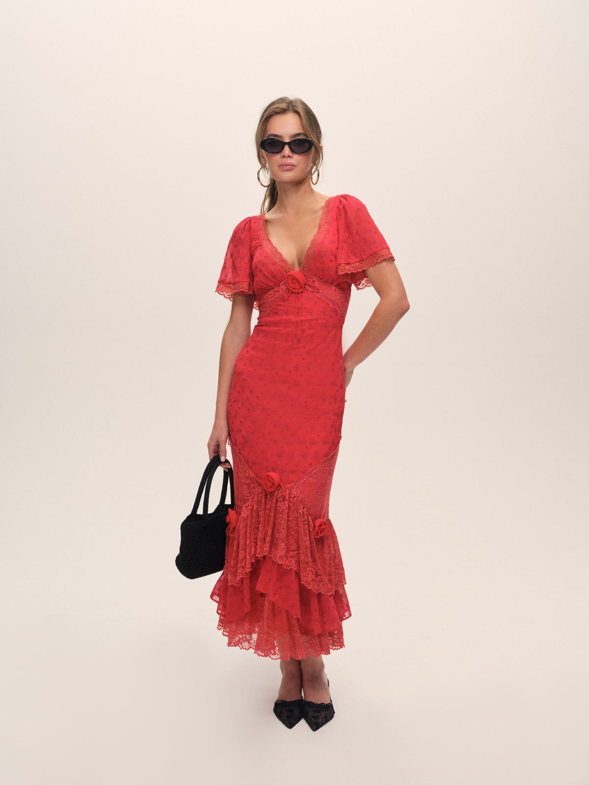 Hamptons Eyelet Maxi Dress - Red