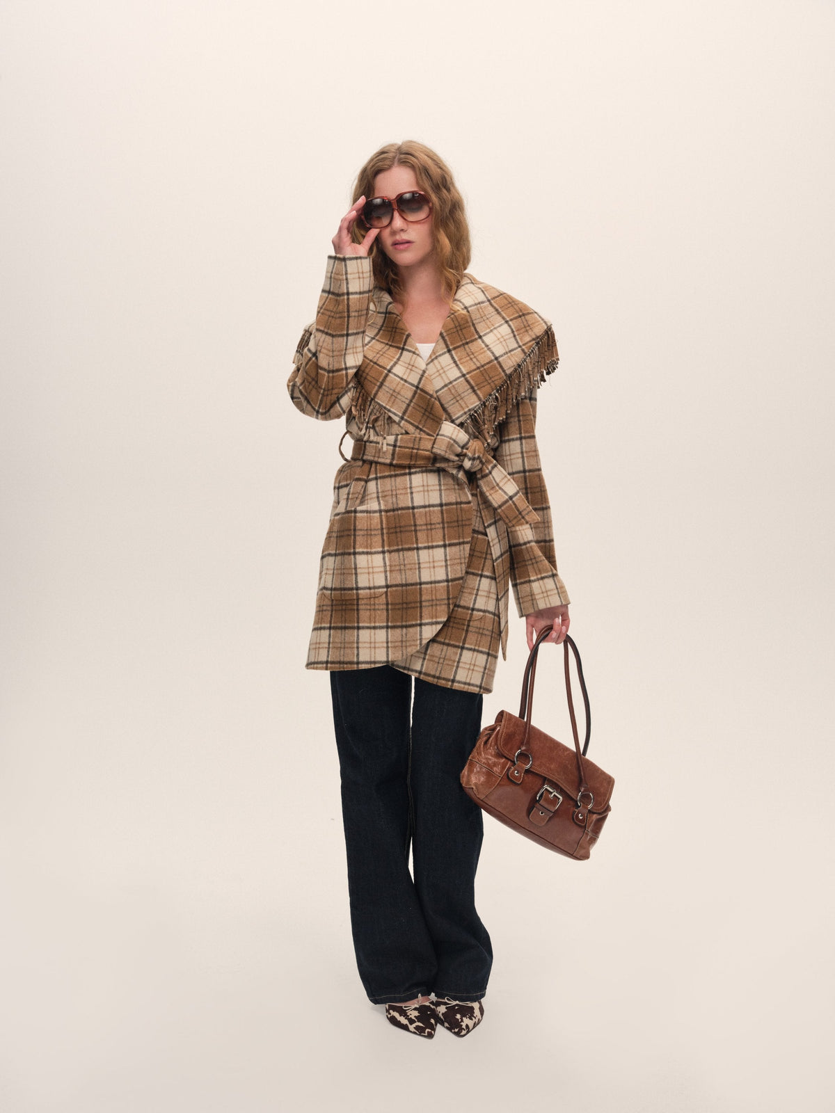 Coco Plaid Coat - Brown
