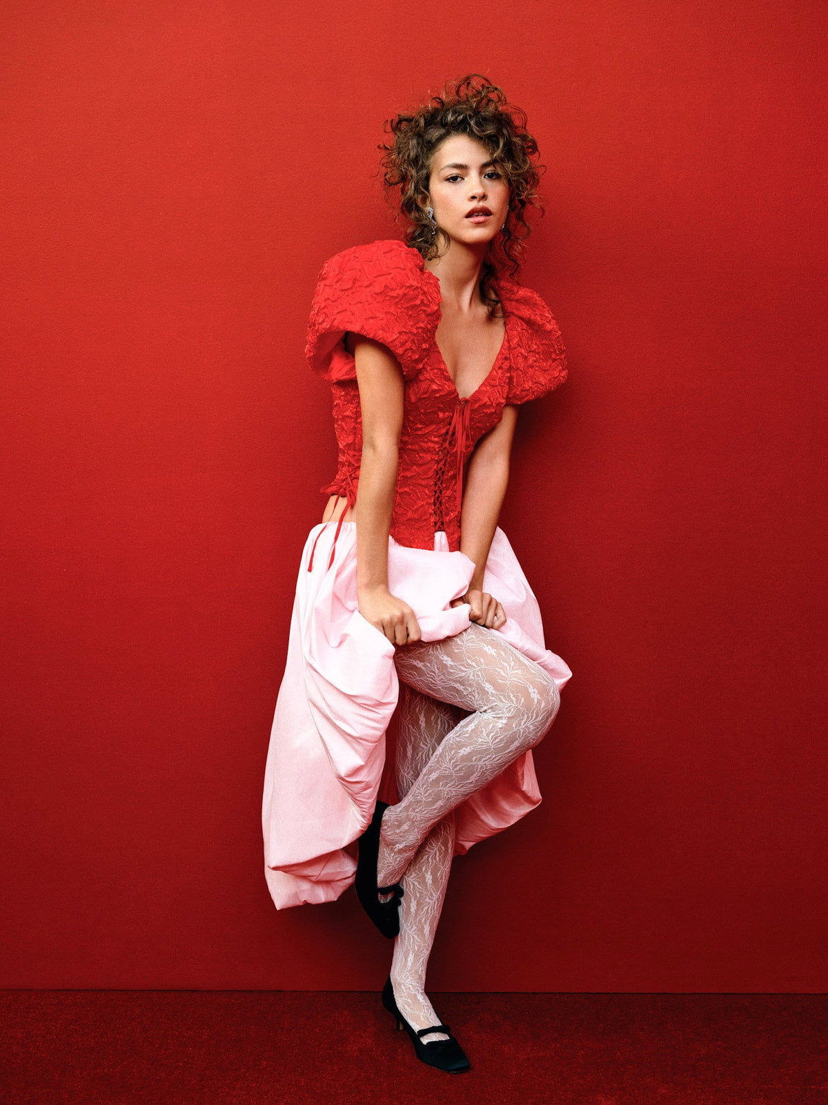 Frosted Organza Top - Red