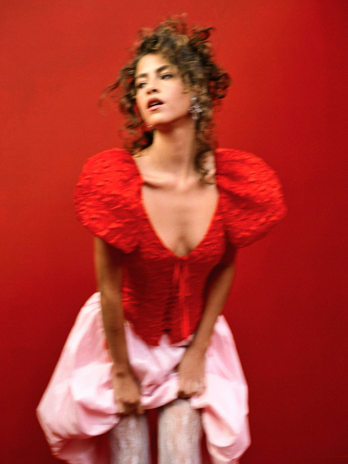 Frosted Organza Top - Red