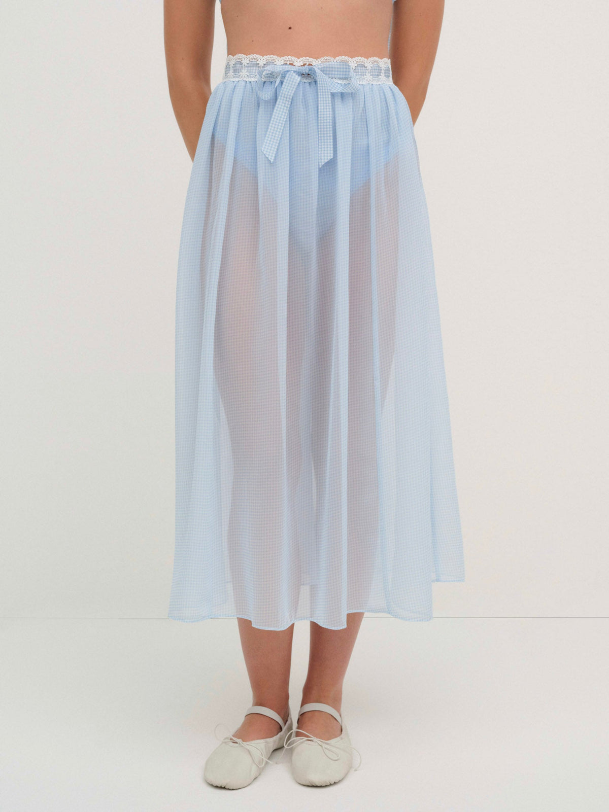 Dainty Doily Midi Skirt - Blue
