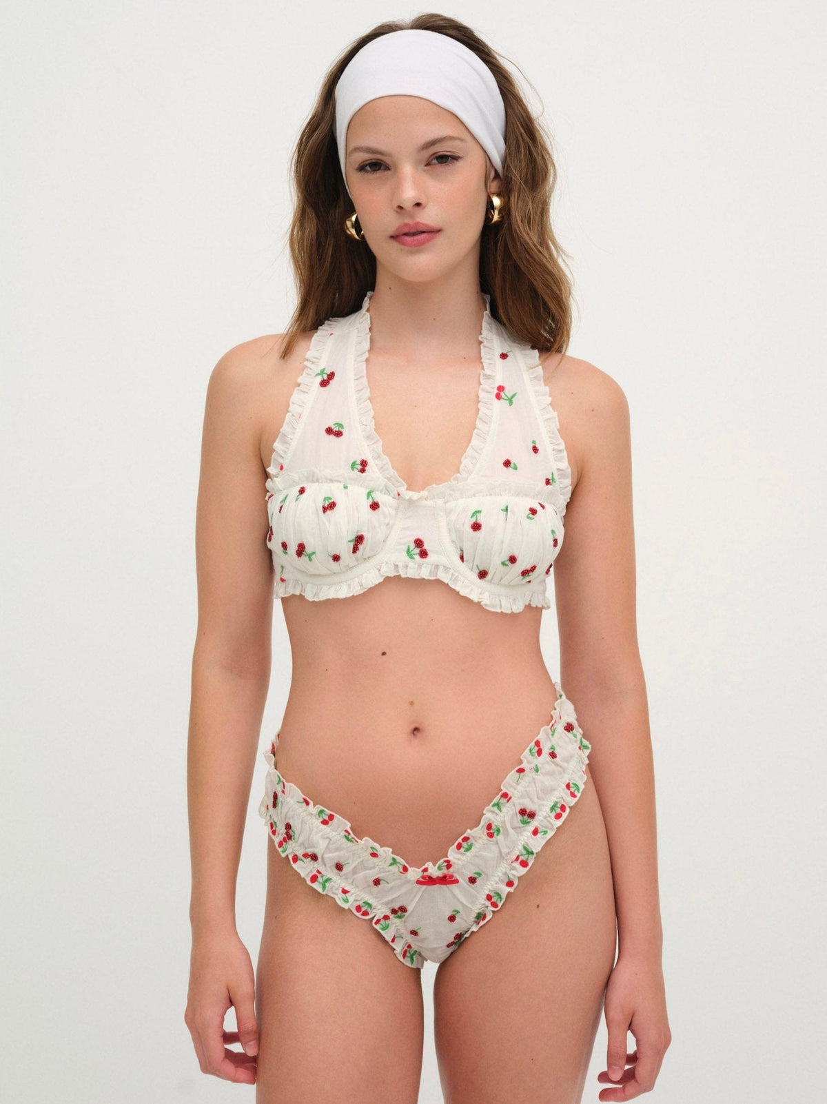 Beaded Cherries Underwire Bra - Red