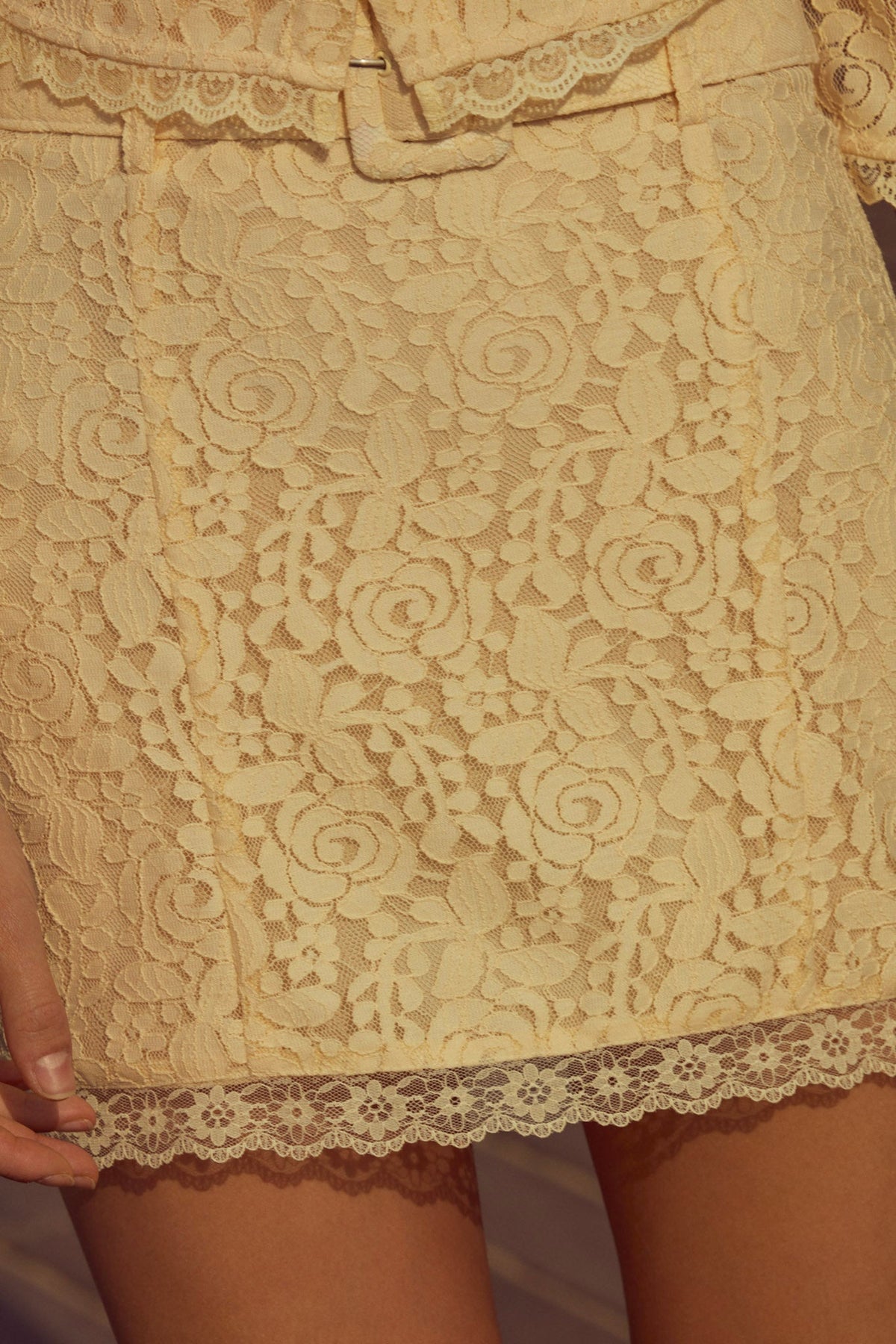 Lucy Lace Mini Skirt - Buttercream