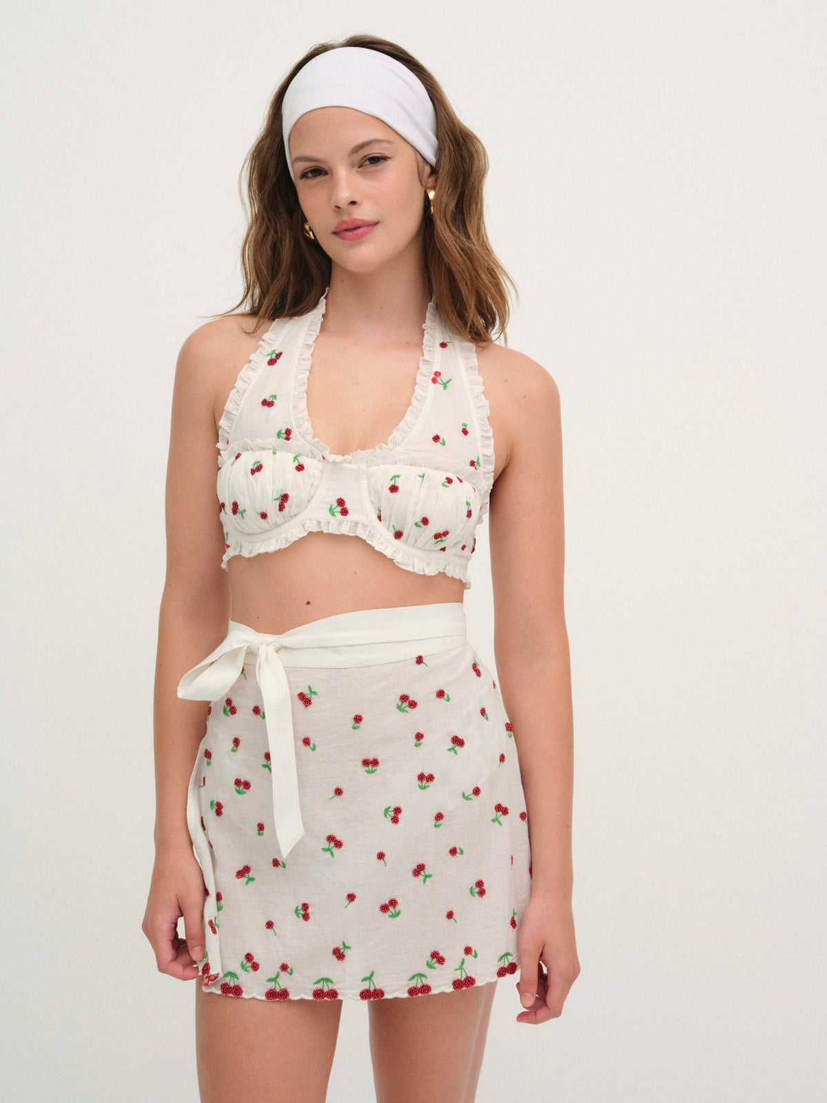 Beaded Cherries Underwire Bra - Red