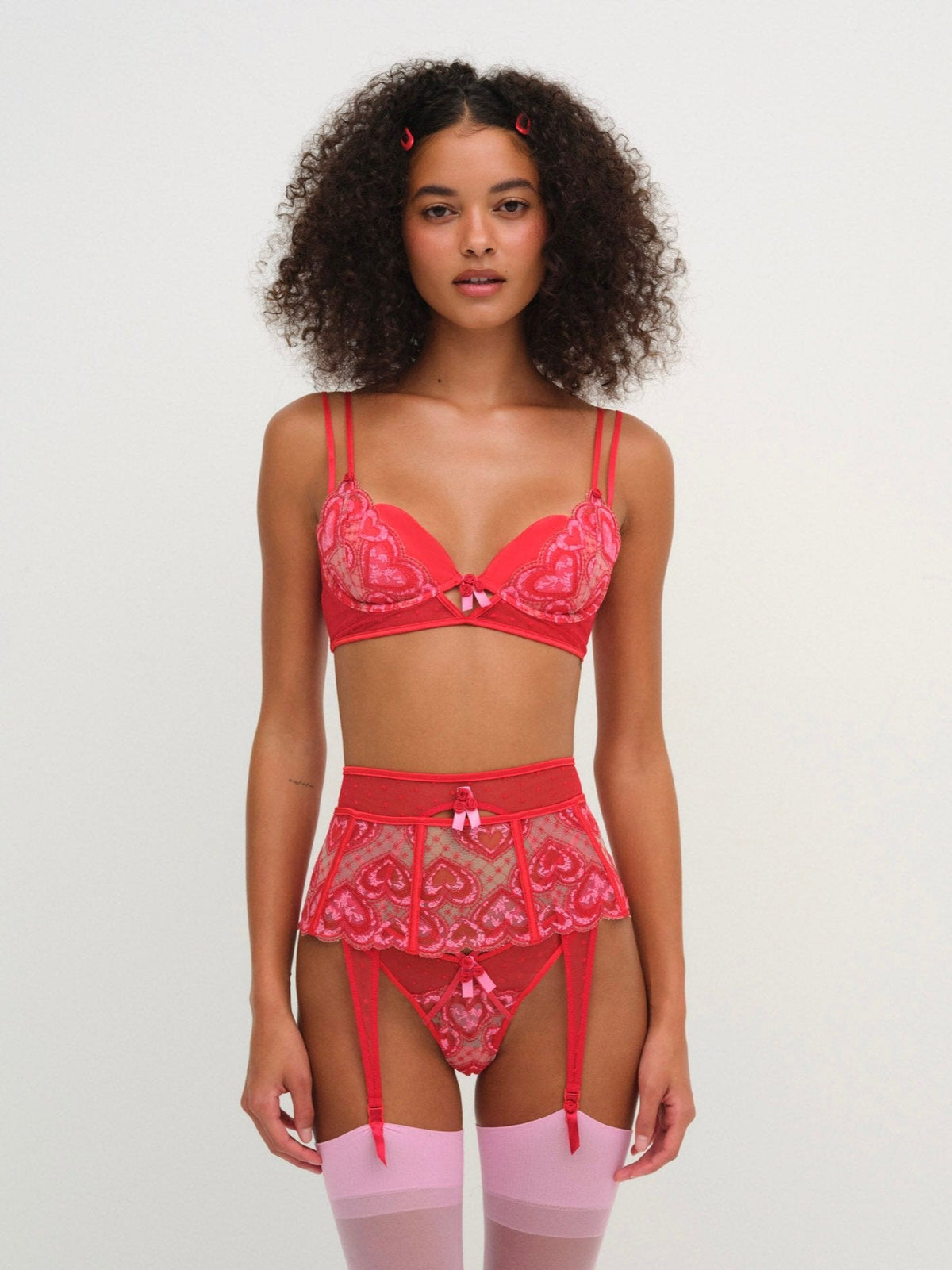 Heartbeat Garter Belt - Red