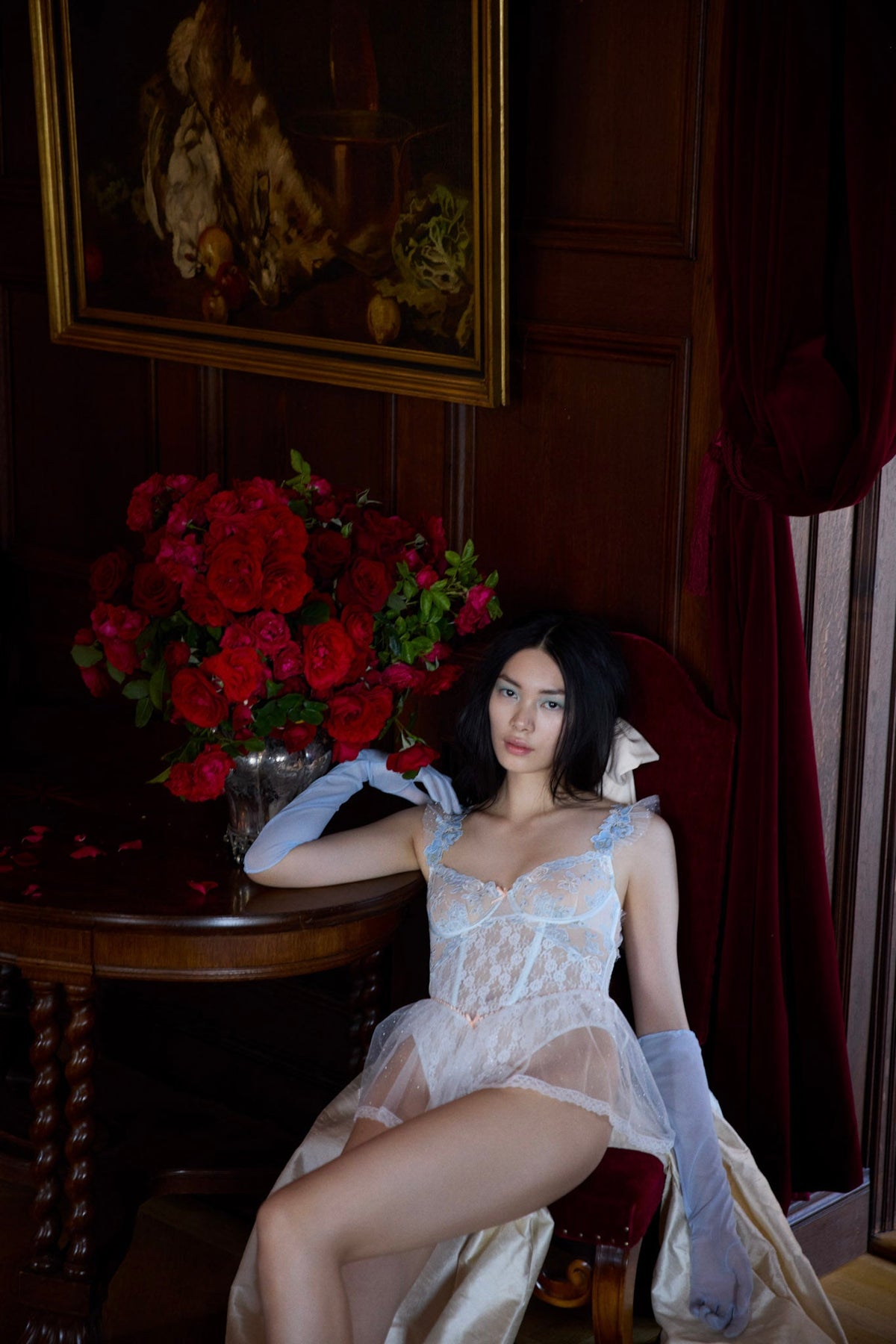 Winter Roses Romper - Blue