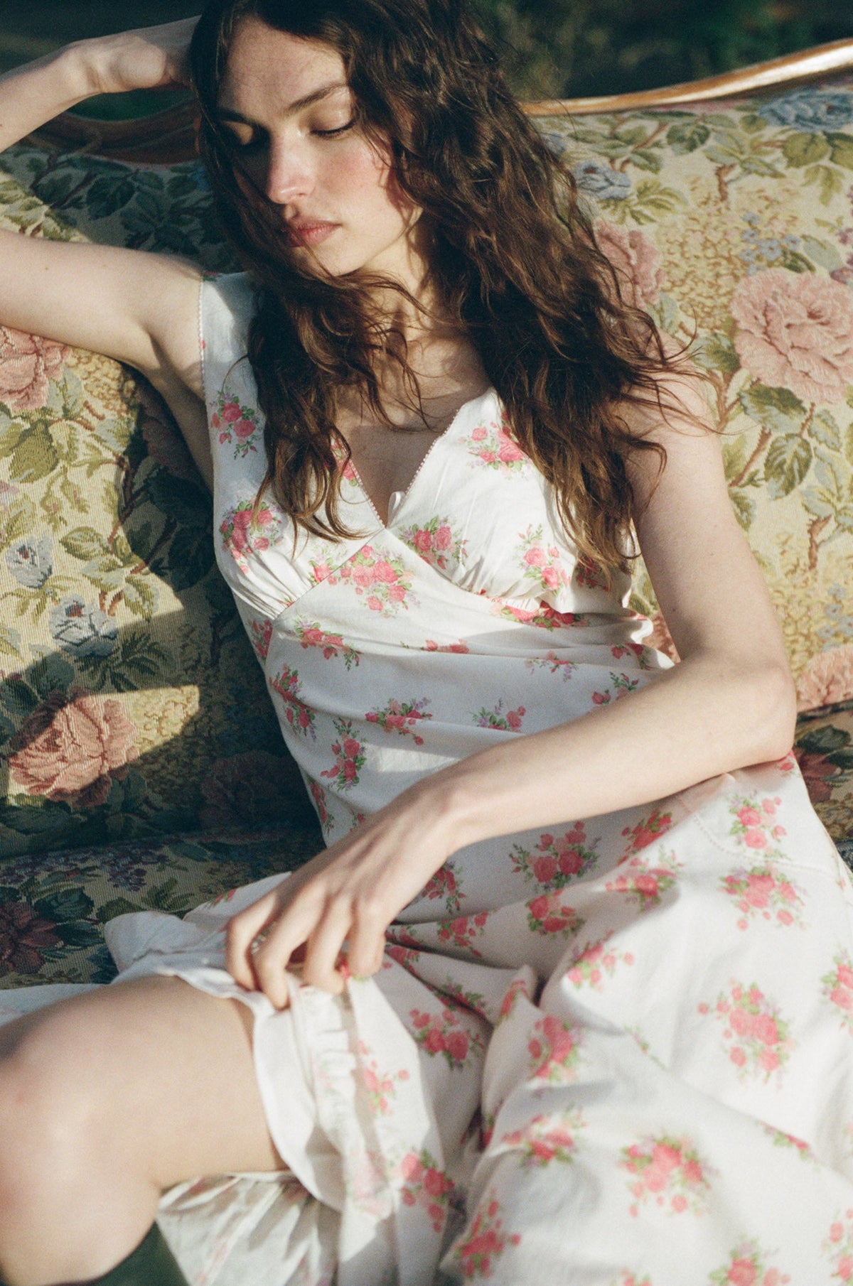 Julianne Floral Midi Dress - Cream