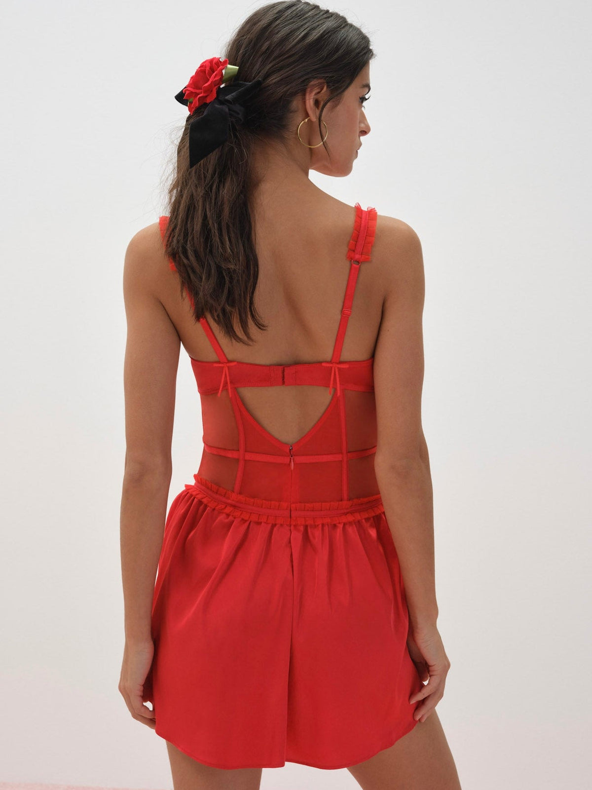 Fiona Lace Slip Dress - Red