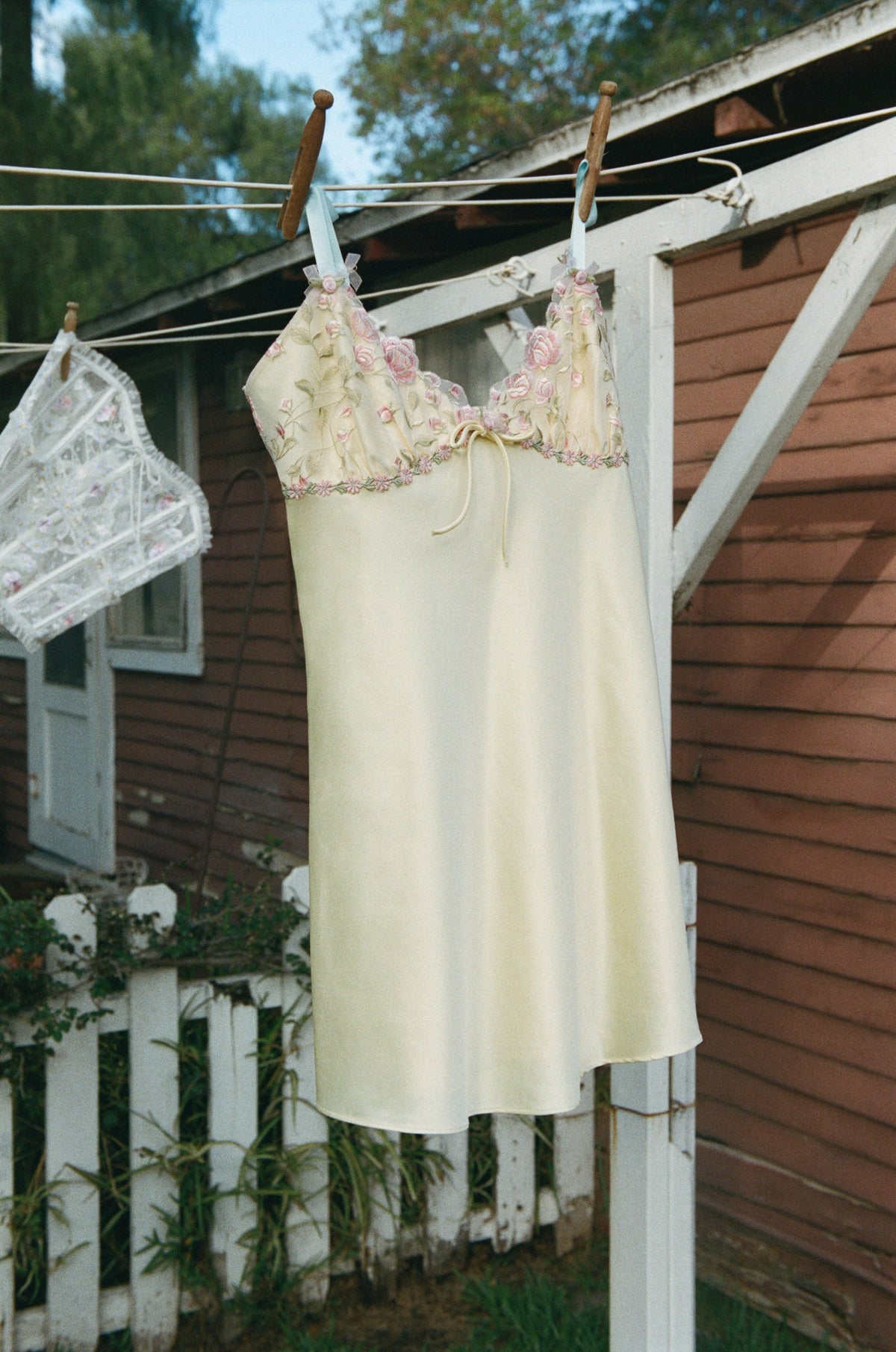 Twilight Rose Slip Dress - Pale Yellow