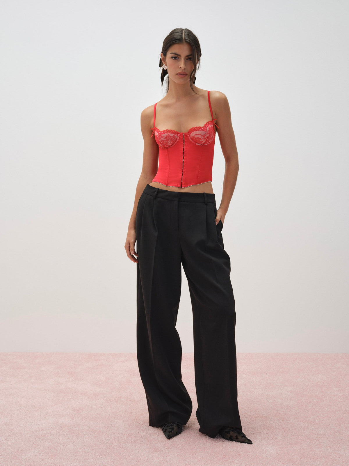 Fiona Lace Bustier - Red