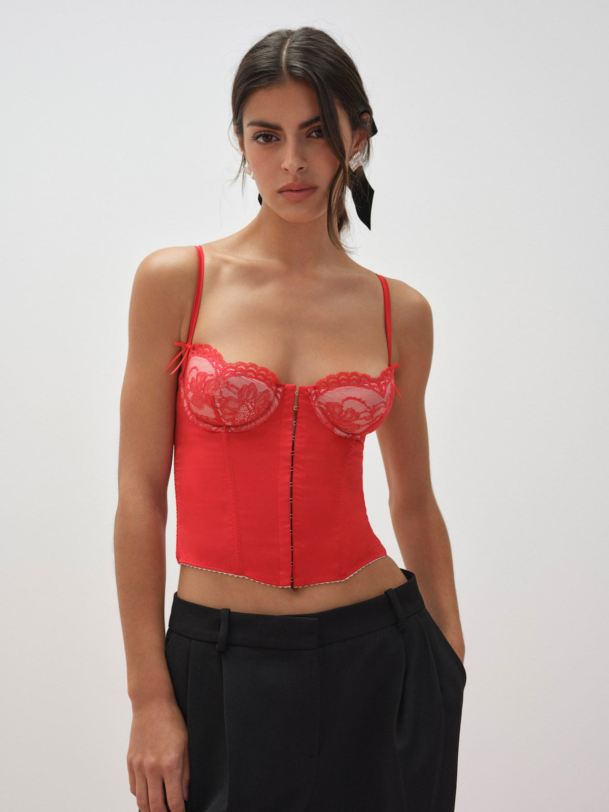 Fiona Lace Bustier - Red