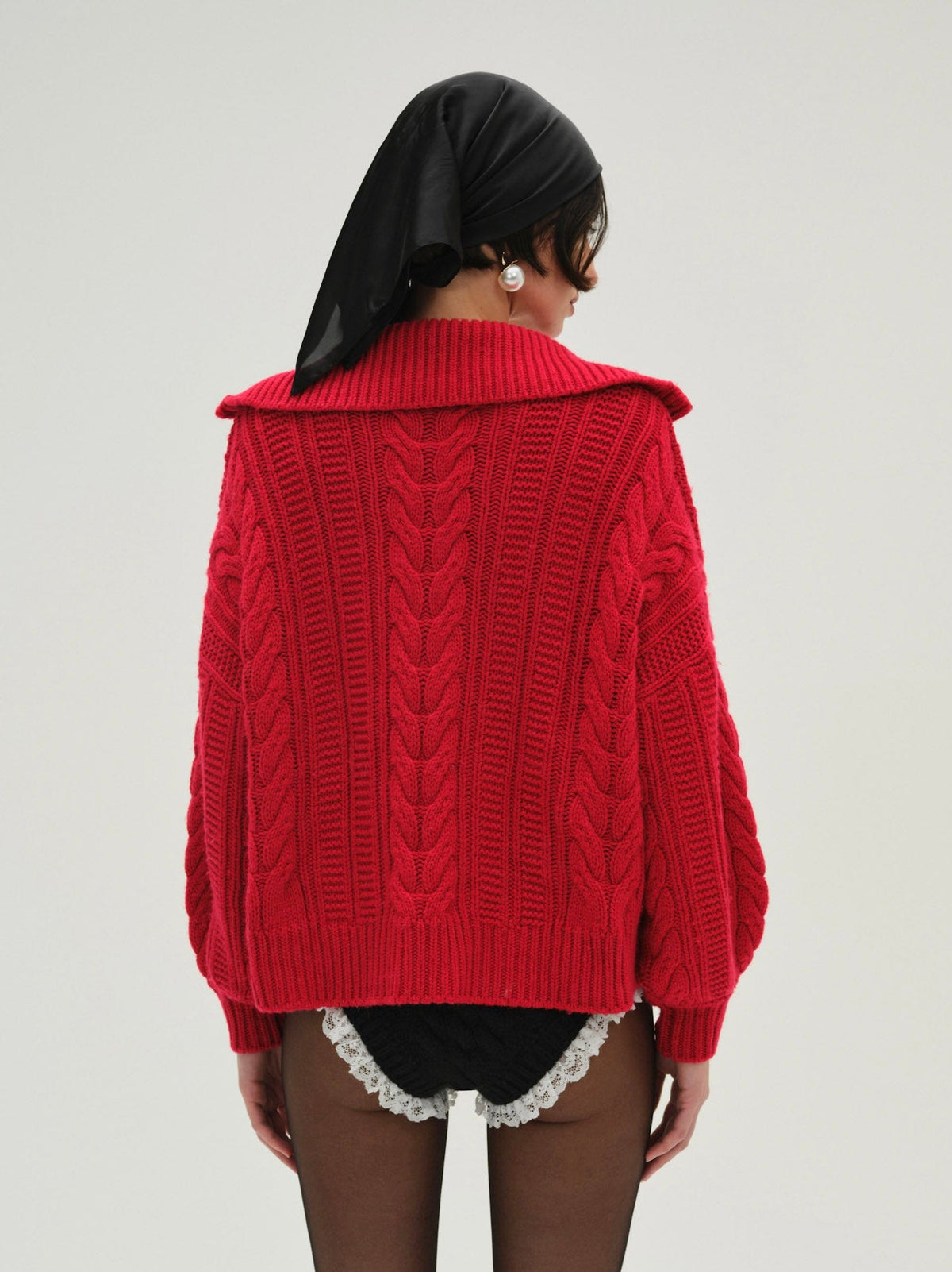 Drina Henley Knit Sweater - Red