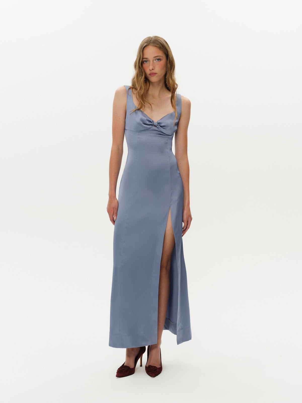 Margo Maxi Dress and Shawl Set - Dusty Blue