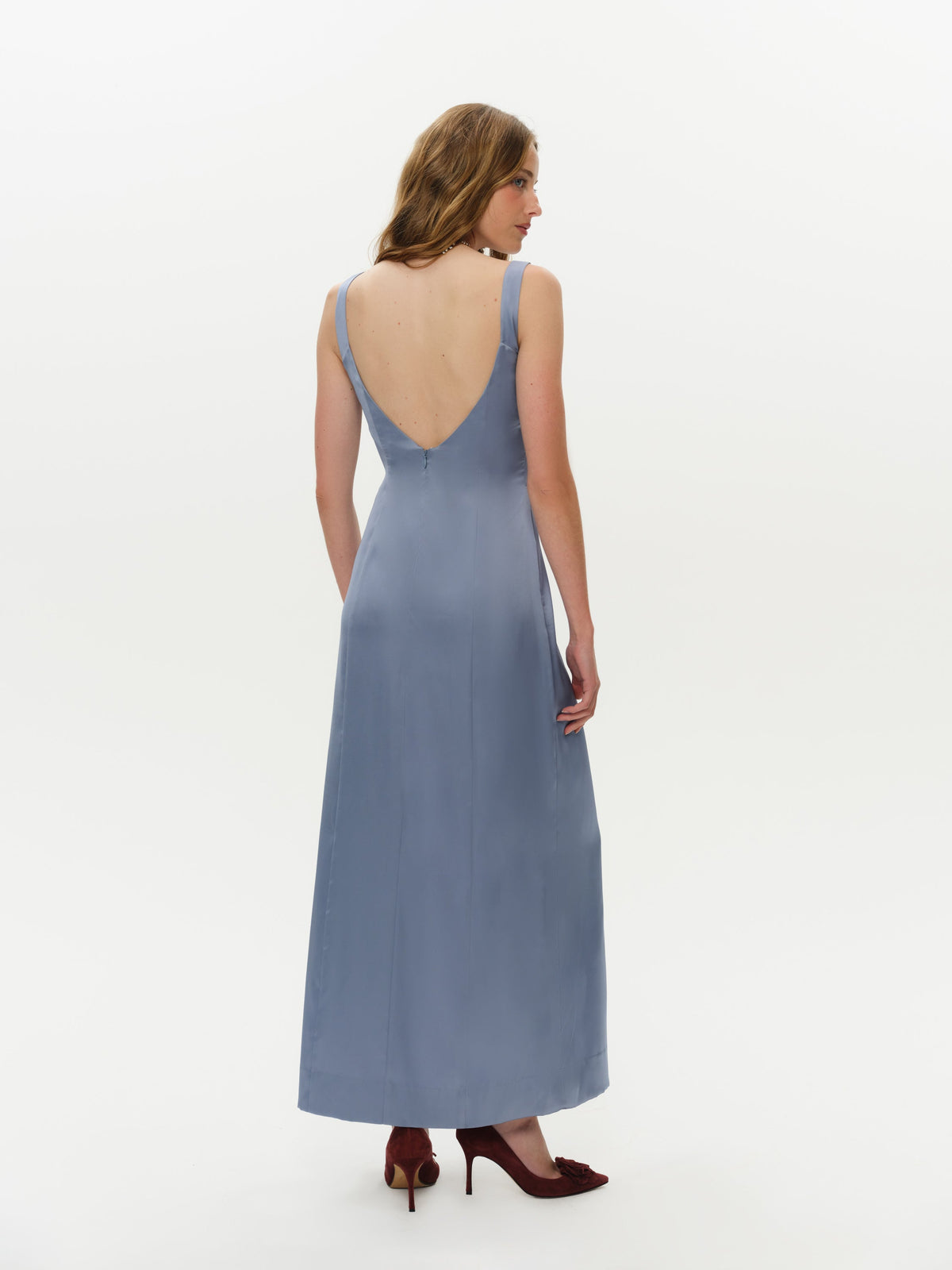 Margo Maxi Dress and Shawl Set - Dusty Blue
