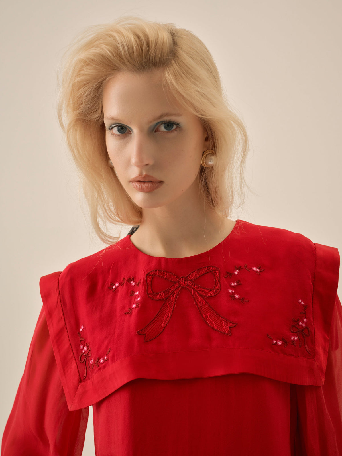 Betsy Bow Mini Dress - Red