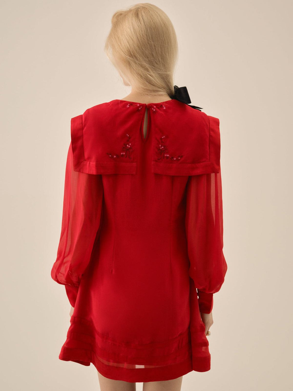 Betsy Bow Mini Dress - Red