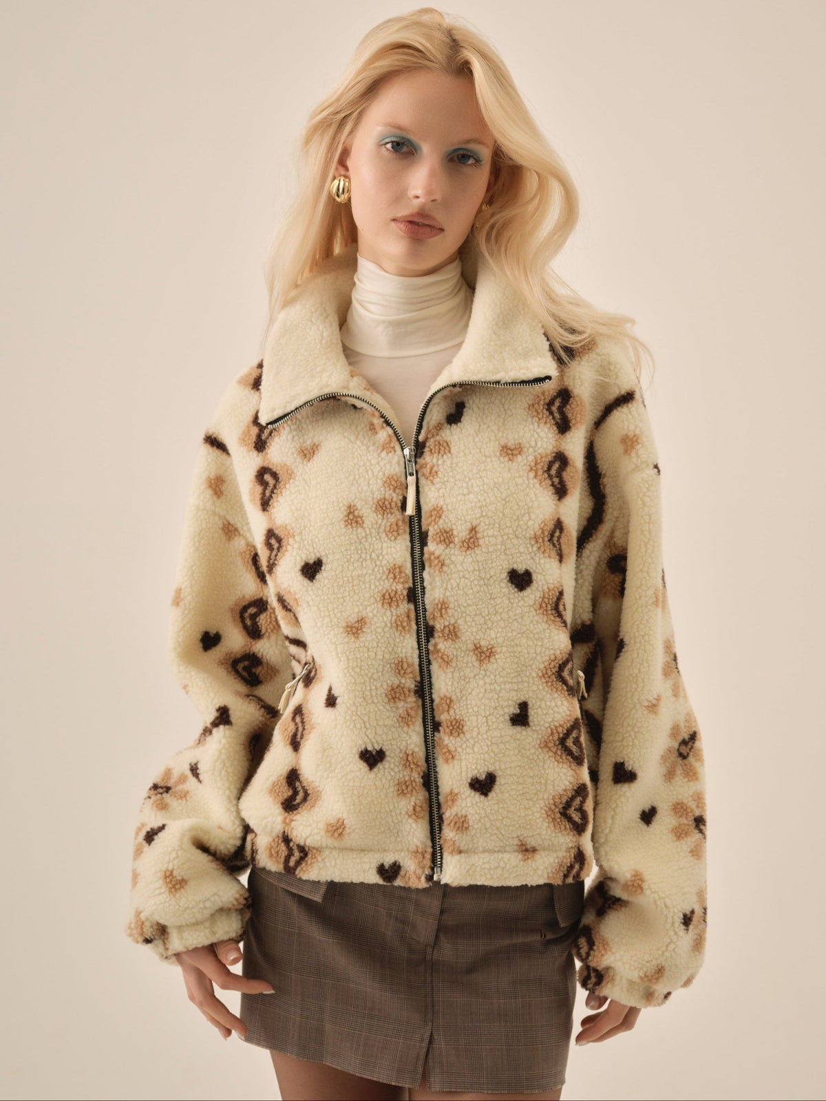 Betty Sherpa Zip Up - Brown