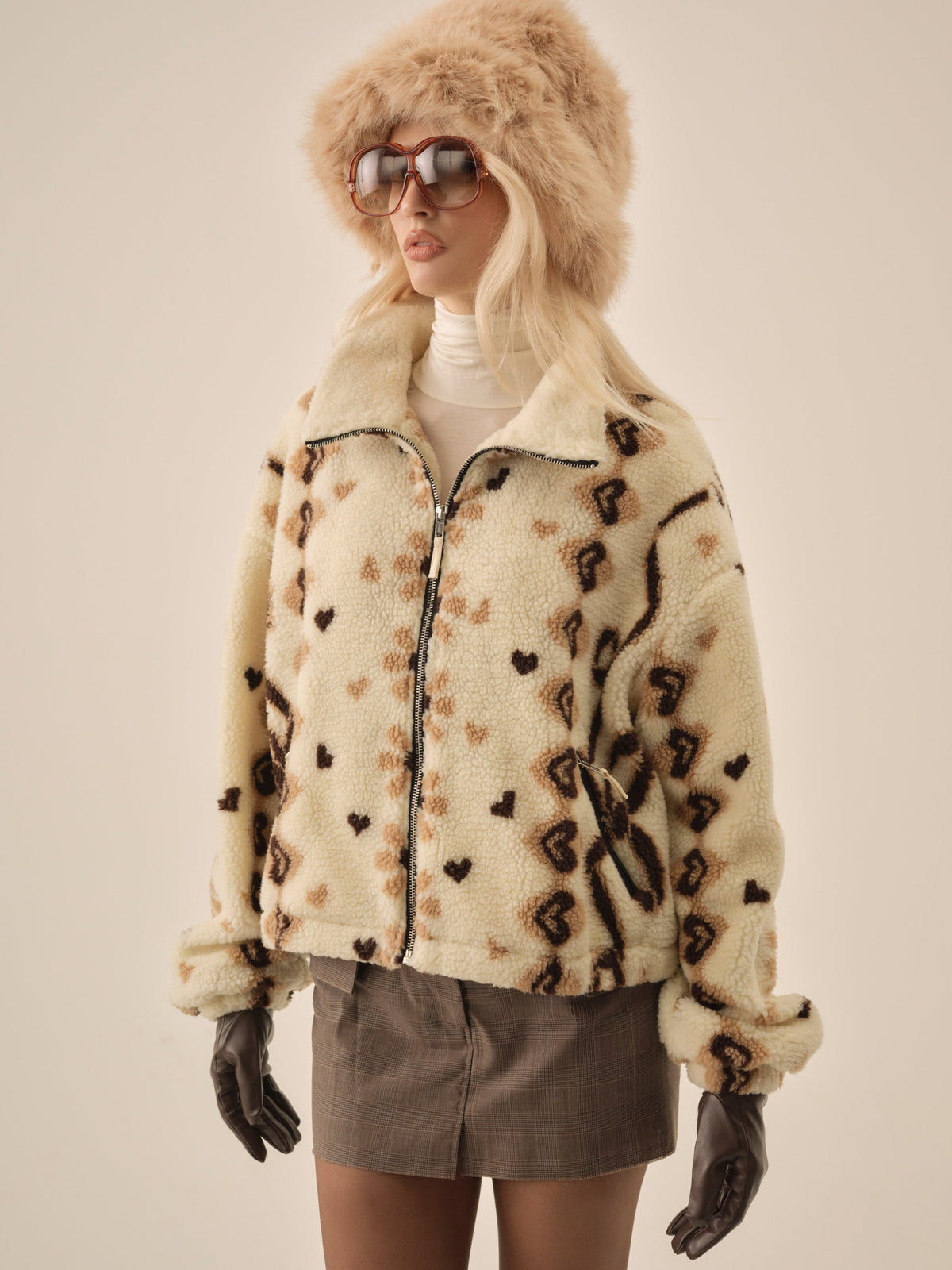 Betty Sherpa Zip Up - Brown