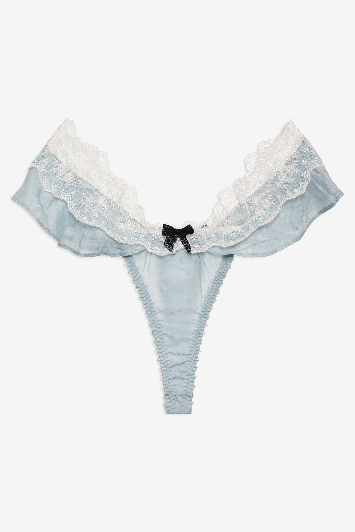 Bluebird Jacquard Thong Panty - Dusty Blue