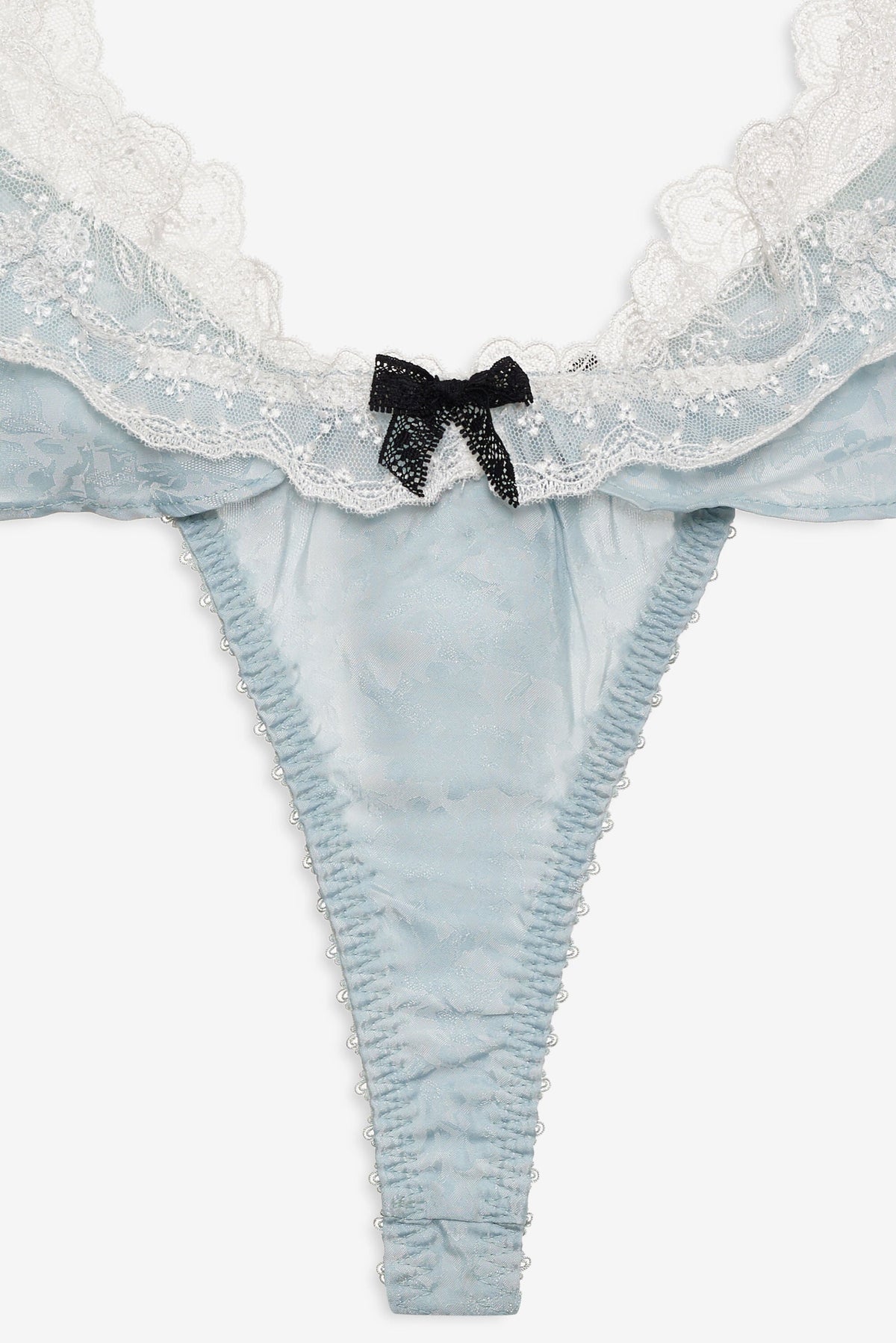 Bluebird Jacquard Thong Panty - Dusty Blue