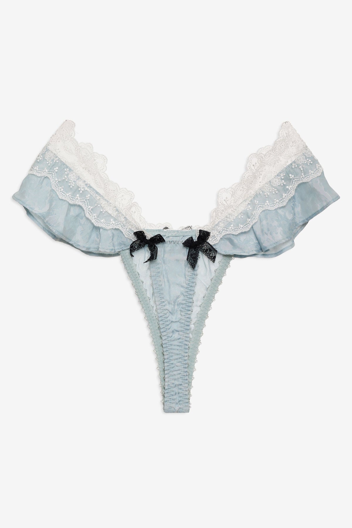 Bluebird Jacquard Thong Panty - Dusty Blue