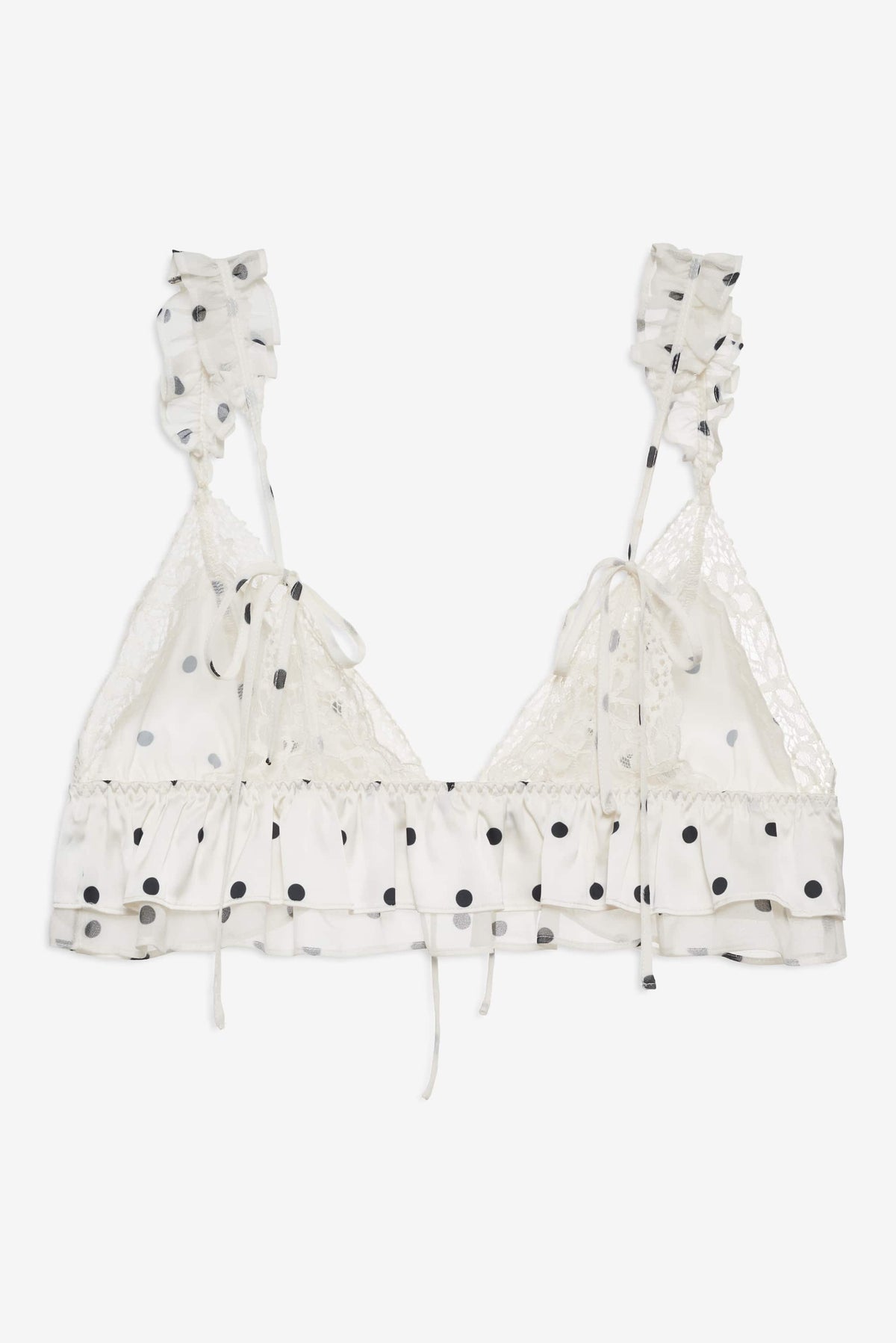 Butterfly Lace Ruffle Bralette - Cream