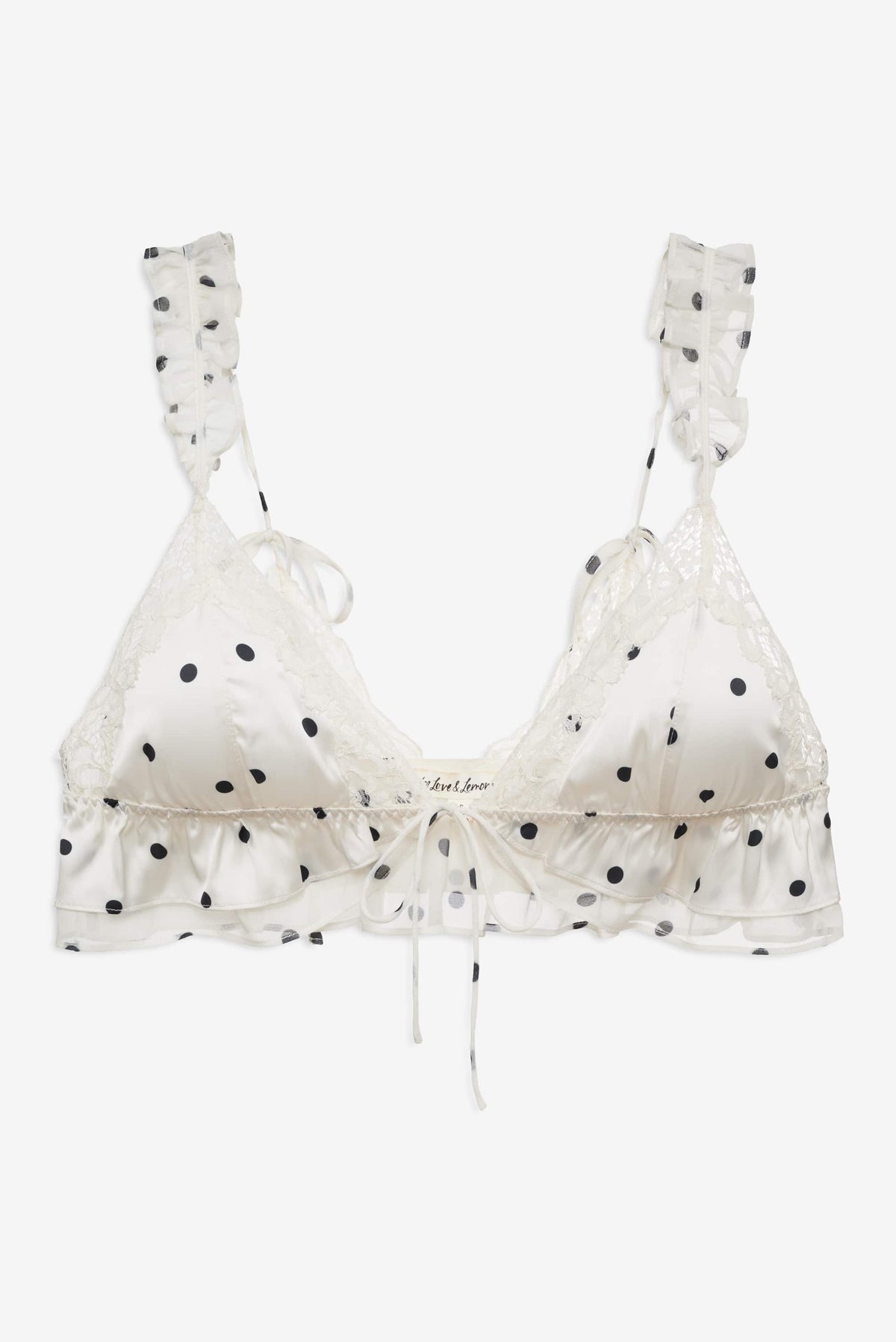Butterfly Lace Ruffle Bralette - Cream