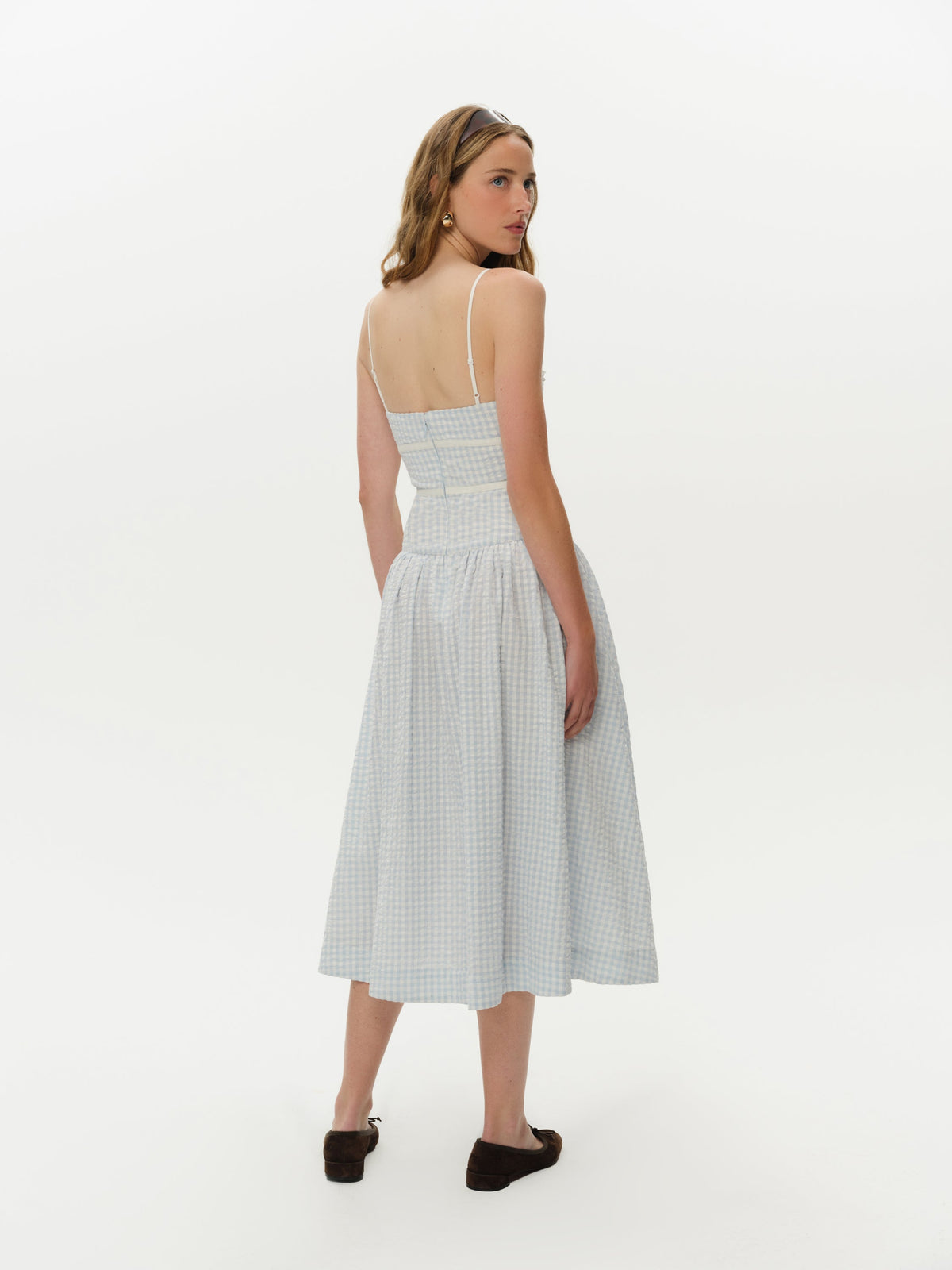 Georgia Gingham Midi Dress - Blue