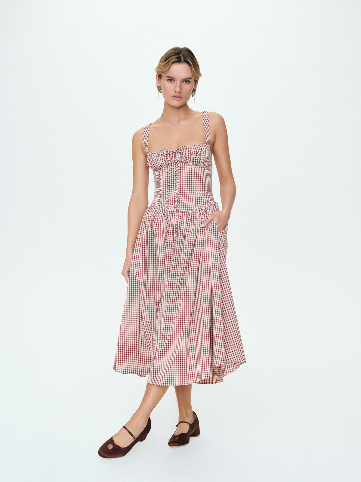 Annie Gingham Midi Dress