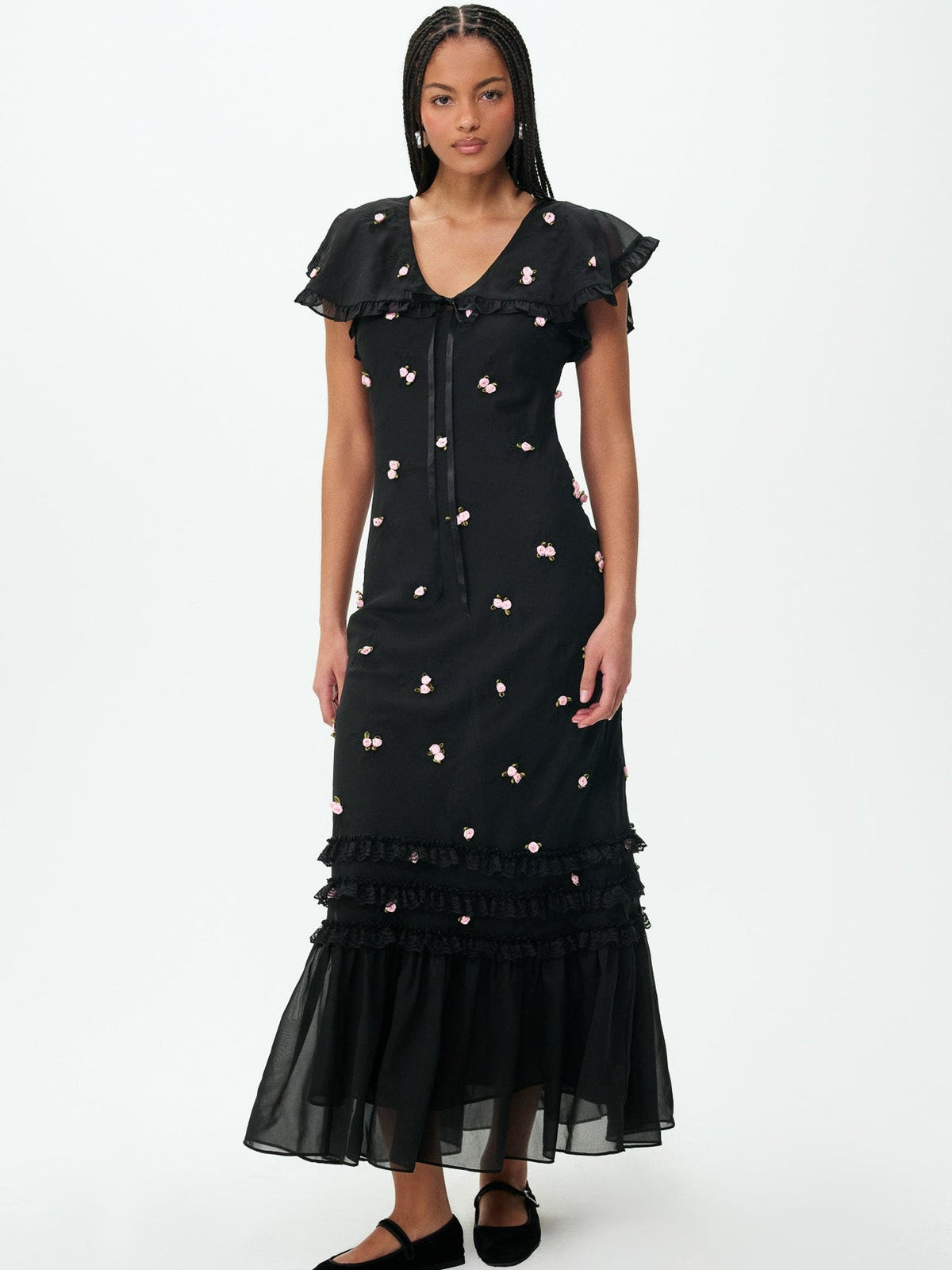 Rose Vine Maxi Dress - Black