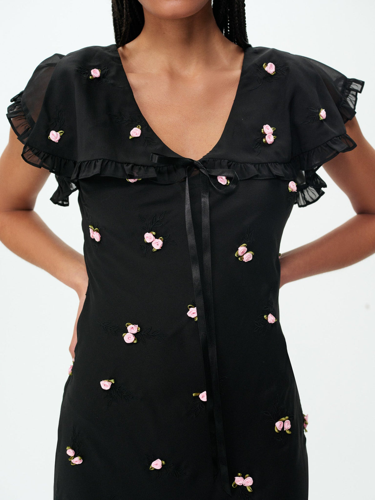 Rose Vine Maxi Dress - Black