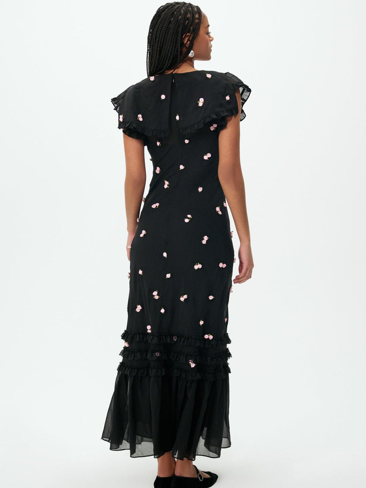 Rose Vine Maxi Dress - Black