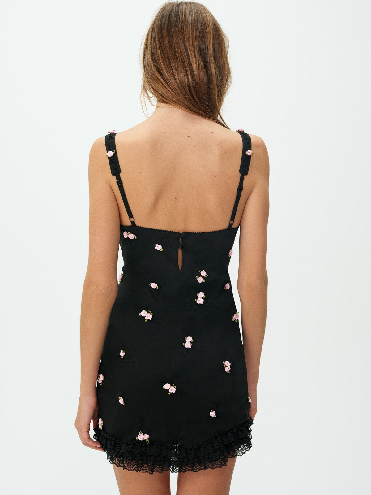 Rose Vine Mini Dress - Black