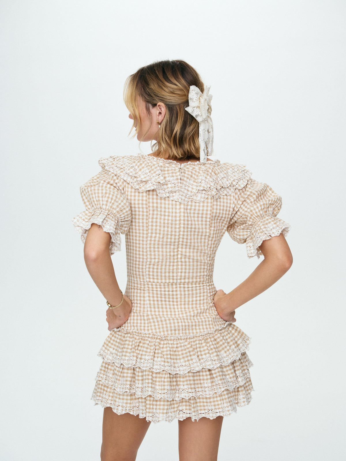 Bradford Gingham Mini Dress - Tan