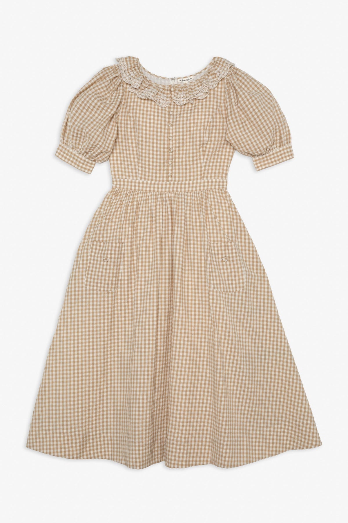 Bradford Gingham Midi Dress - Tan