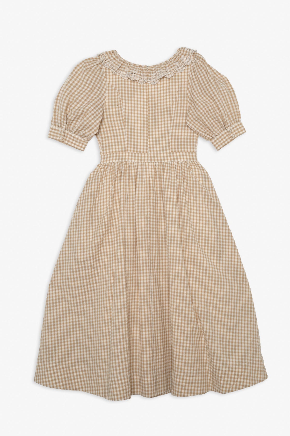 Bradford Gingham Midi Dress - Tan
