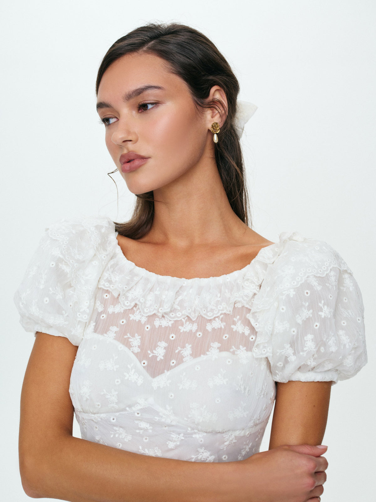 Hamptons Eyelet Mini Dress - Cream