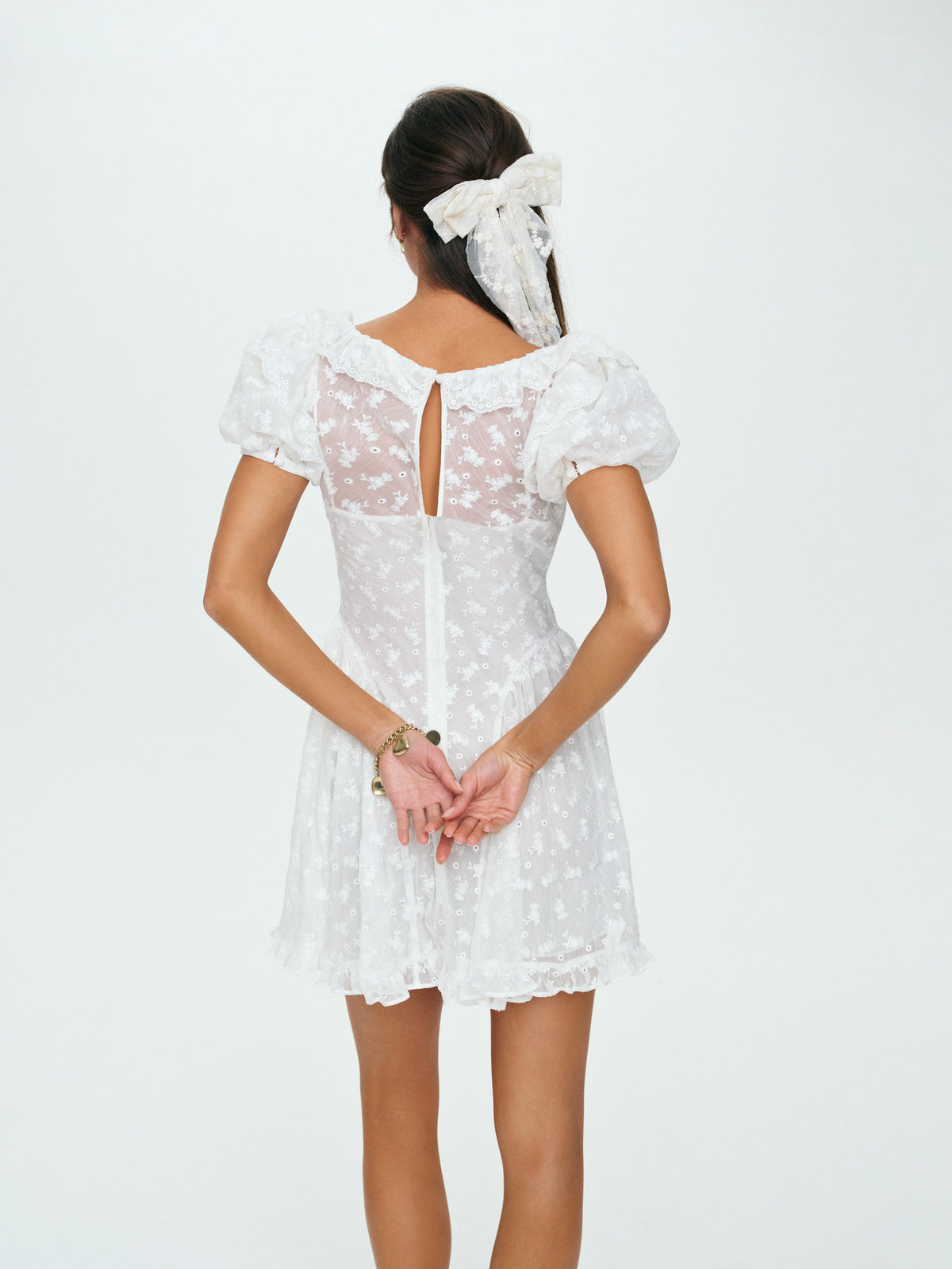 Hamptons Eyelet Mini Dress - Cream