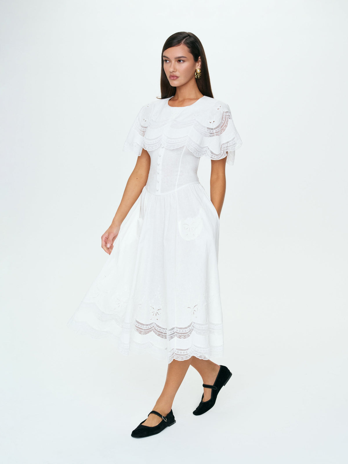 Willow Linen Midi Dress - White