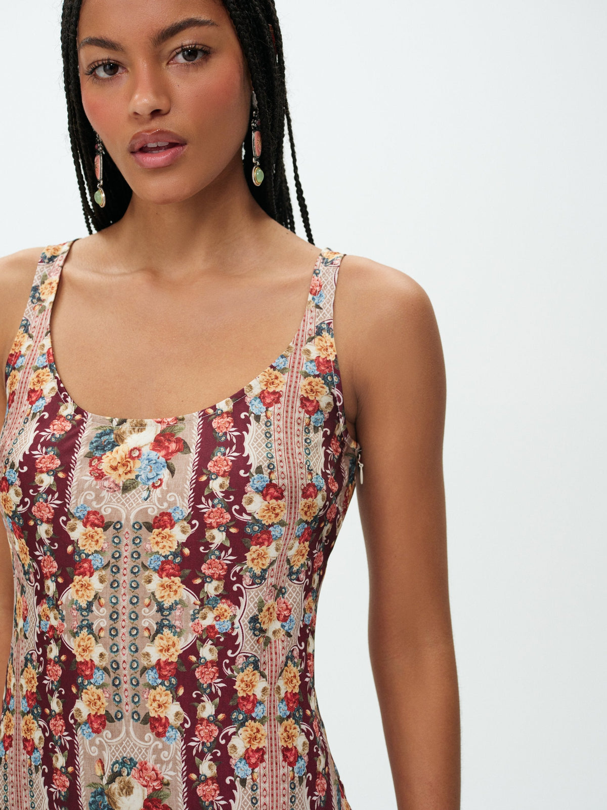 Maple Rose Midi Dress - Burgundy