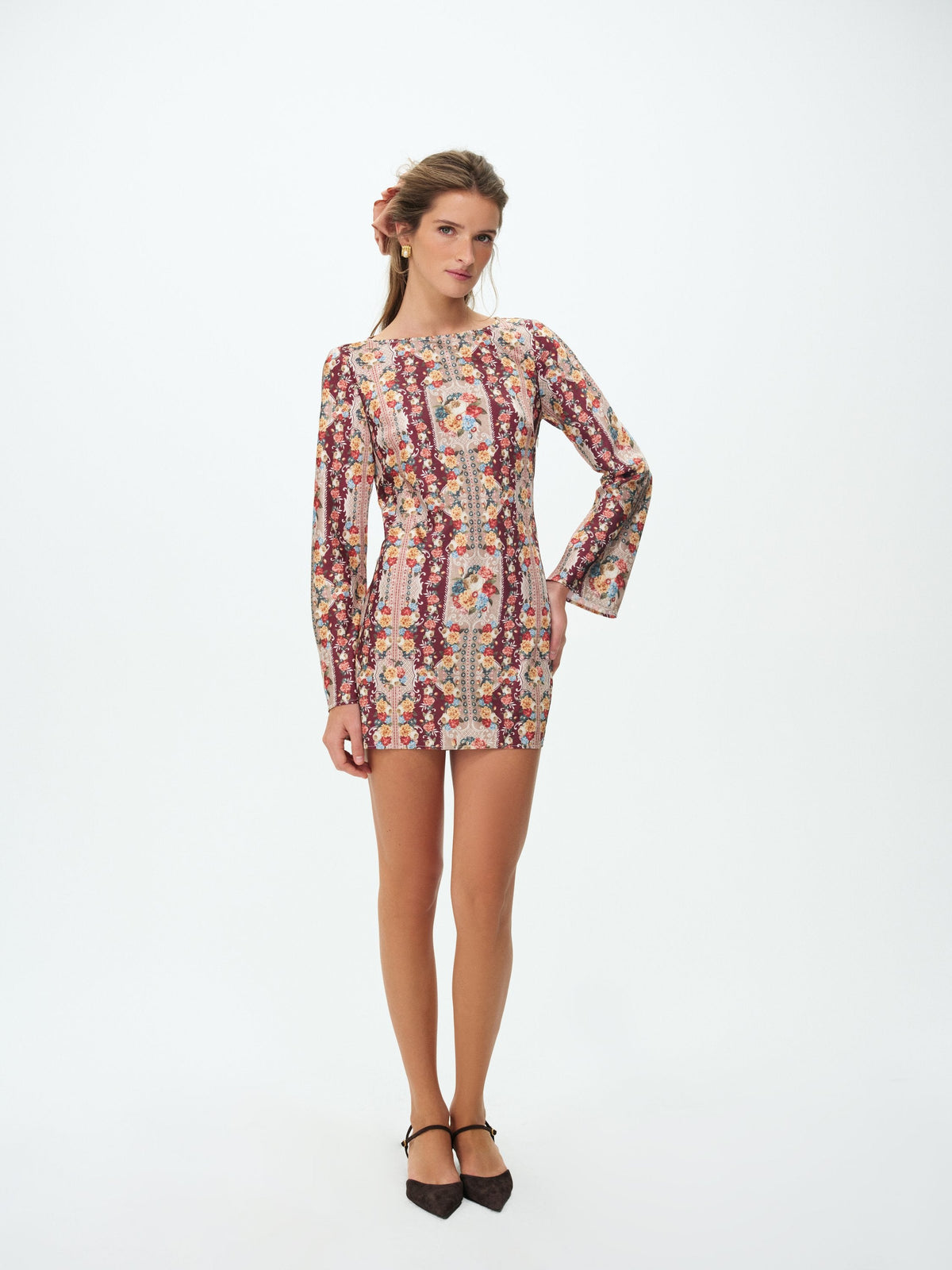 Maple Rose Mini Dress - Burgundy