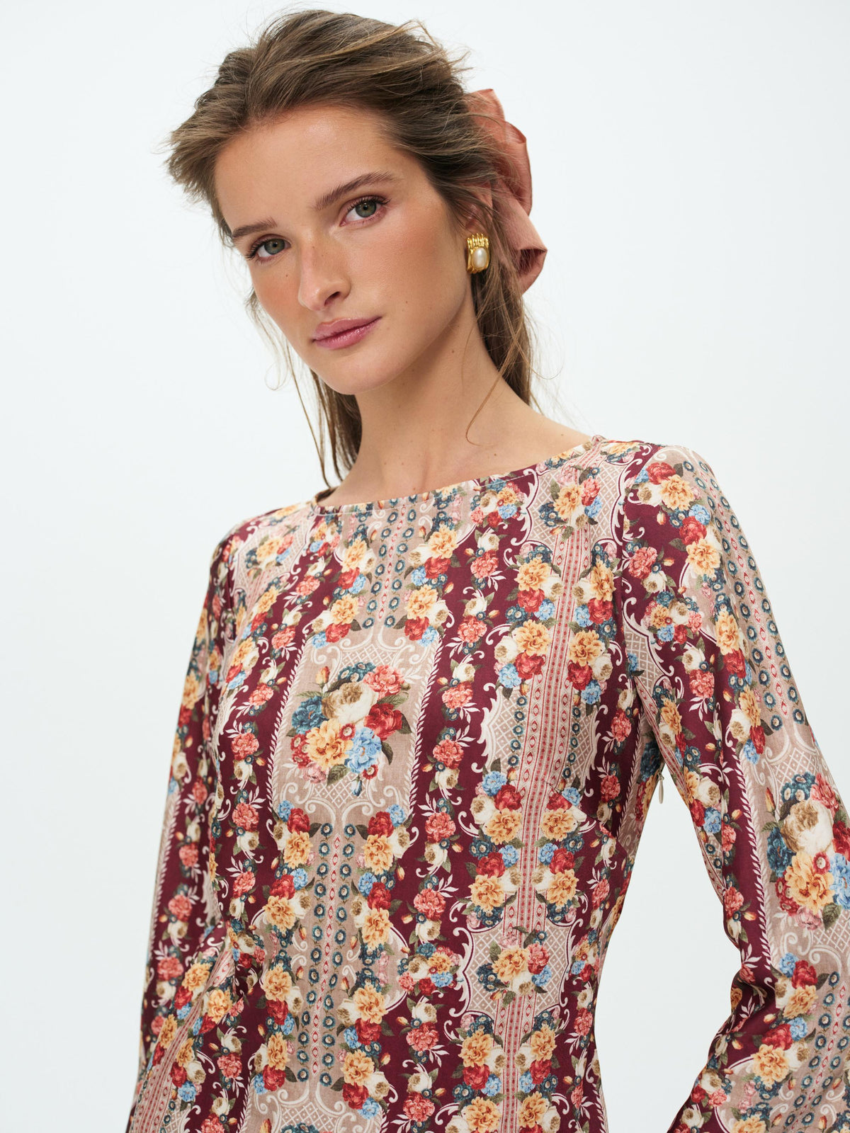 Maple Rose Mini Dress - Burgundy