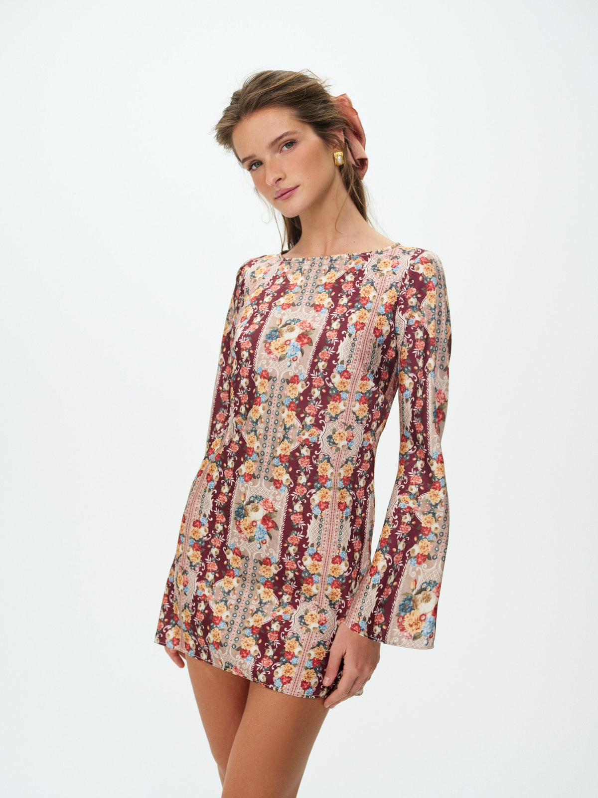 Maple Rose Mini Dress - Burgundy