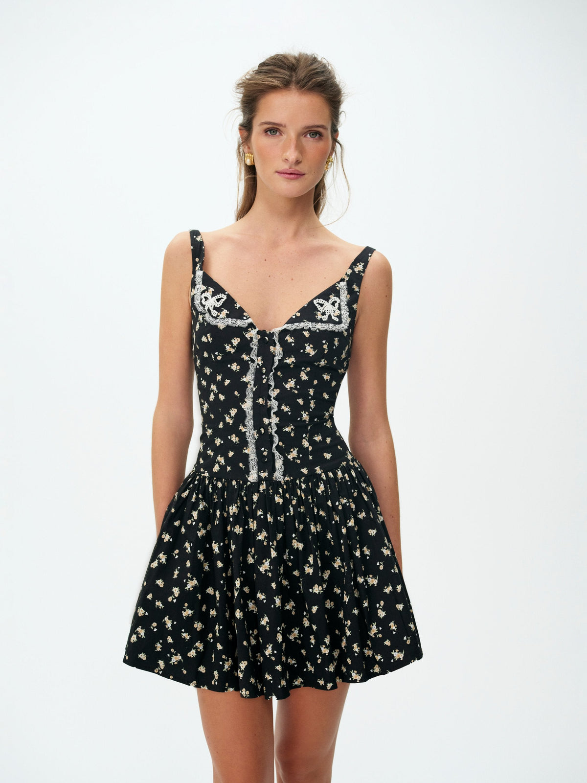 Western Wildflower Mini Dress - Black