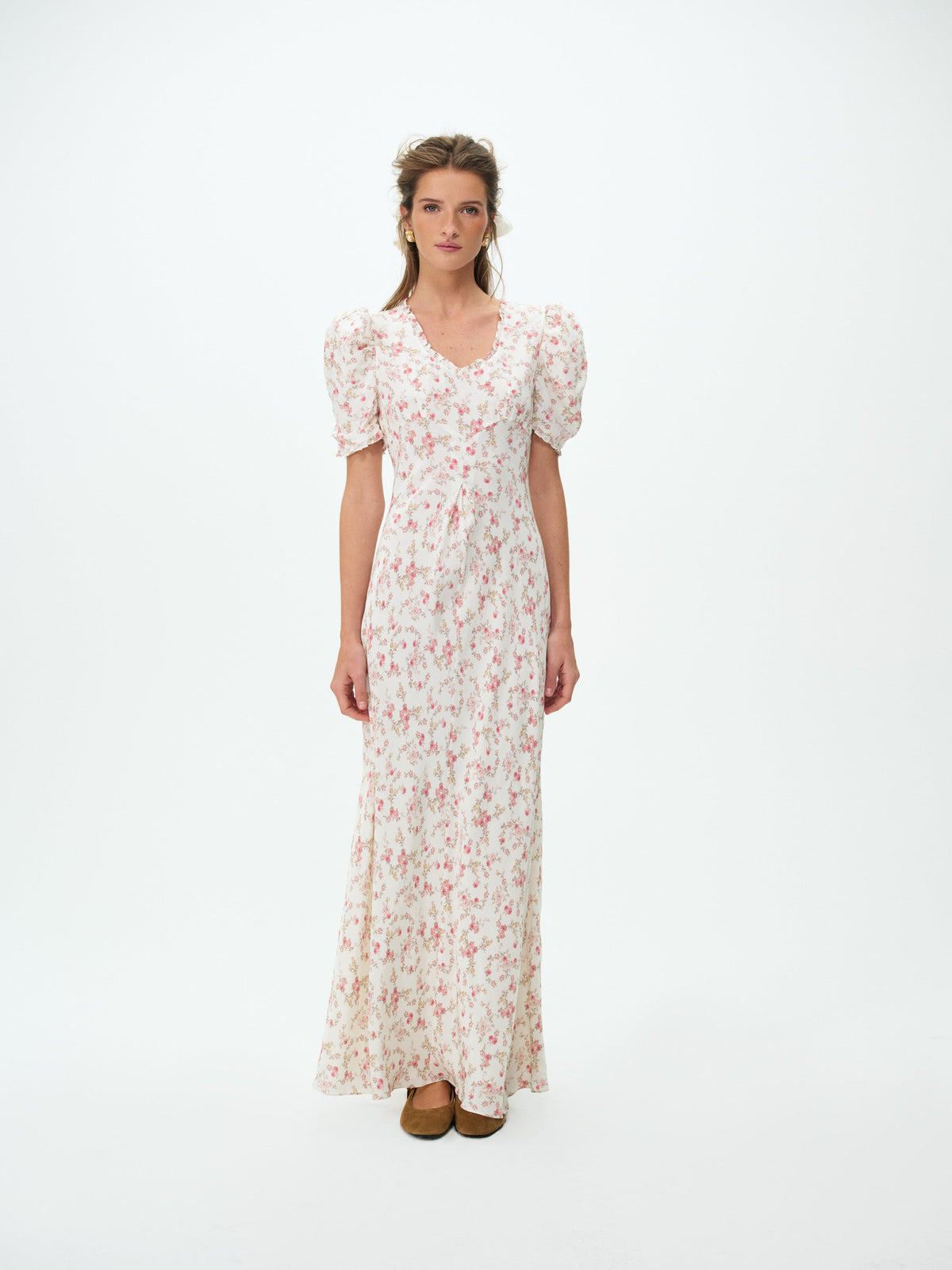 Country Floral Maxi Dress - Cream